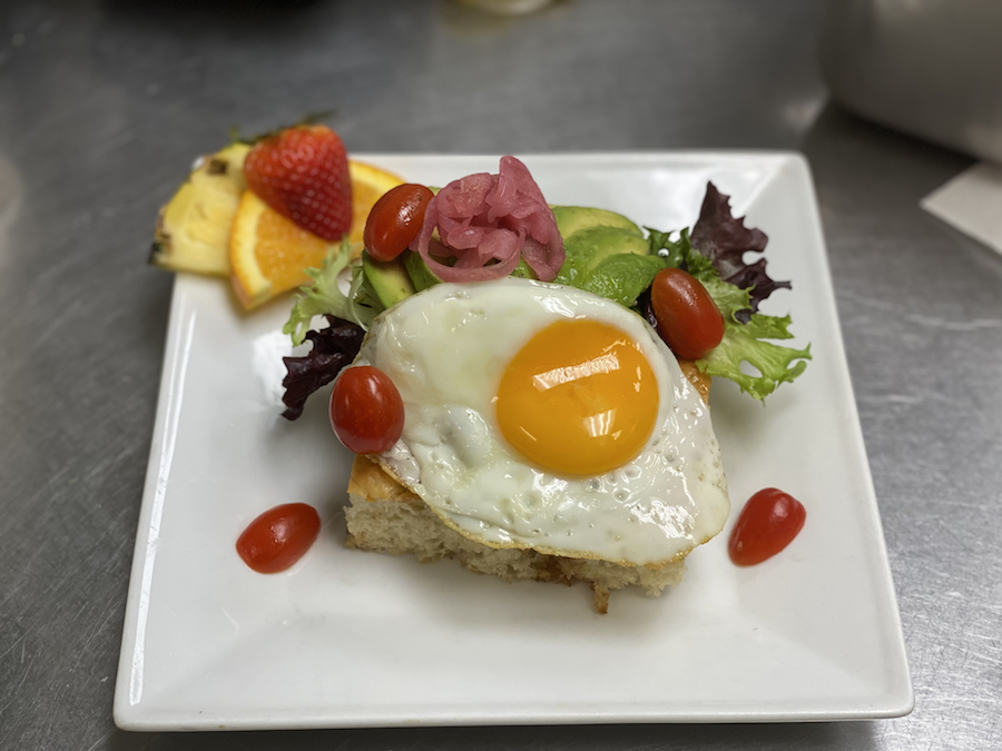 Local avocado toast topped with Ka Lei egg, locally-sourced salad greens and cherry tomatoes; $15