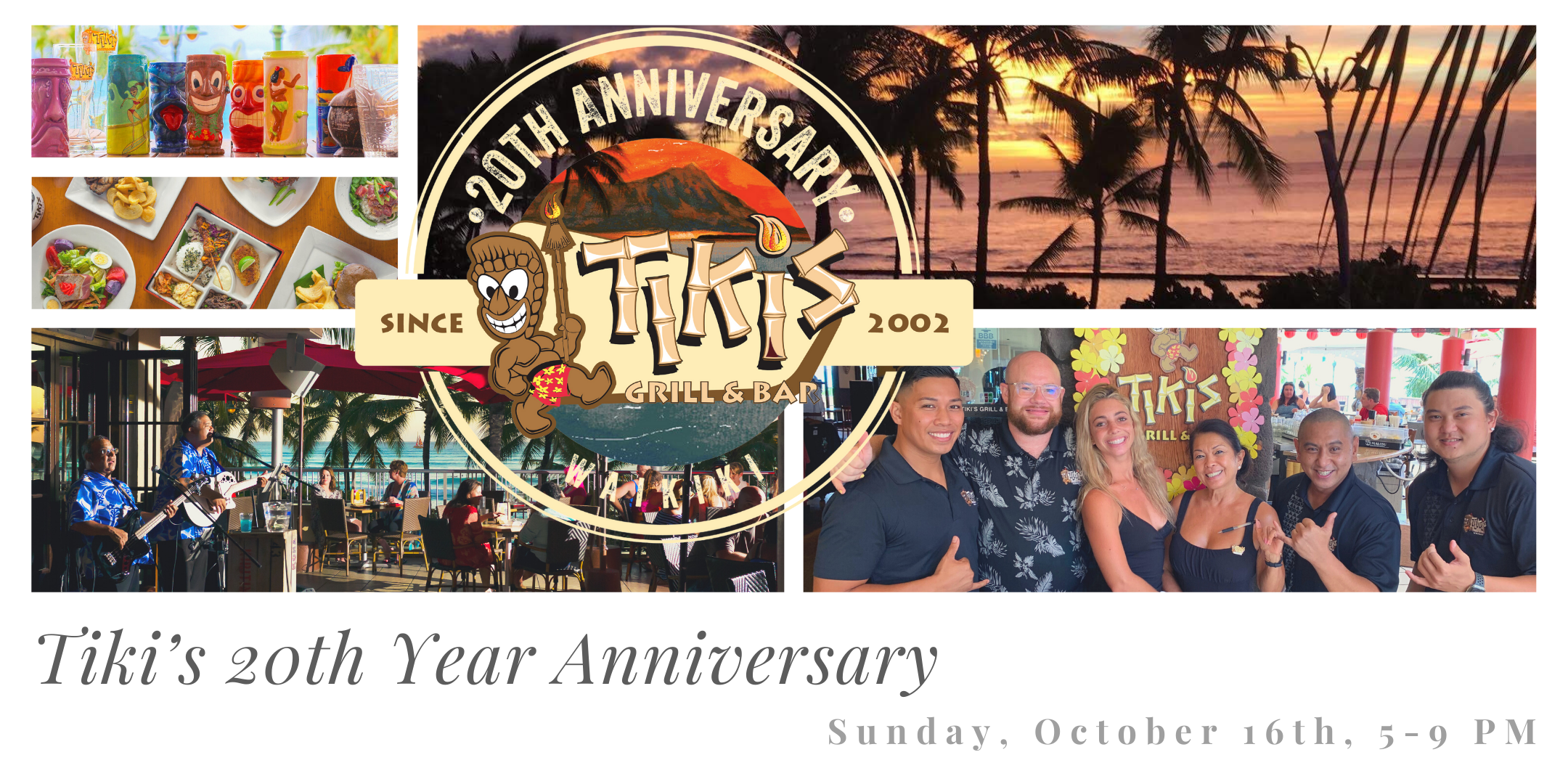 TIKI’S GRILL & BAR: CELEBRATING ITS 20TH ANNIVERSARY WITH FOOD, DRINKS, AND ALOHA
